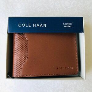 COLE HAAN Men's Tan Leather Wallet RFID Bifold 31HN130015  New w Box